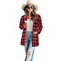 Women's Aztec Open-Front Jacket Lightweight Casual Outerwear Native Western Aztec Pattern &amp; Plaid Houndstooth Print
