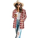 Women's Aztec Open-Front Jacket Lightweight Casual Outerwear Native Western Aztec Pattern &amp; Plaid Houndstooth Print