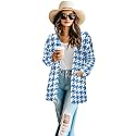 Women's Aztec Open-Front Jacket Lightweight Casual Outerwear Native Western Aztec Pattern &amp; Plaid Houndstooth Print