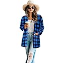 Women's Aztec Open-Front Jacket Lightweight Casual Outerwear Native Western Aztec Pattern &amp; Plaid Houndstooth Print