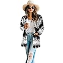 Women's Aztec Open-Front Jacket Lightweight Casual Outerwear Native Western Aztec Pattern &amp; Plaid Houndstooth Print