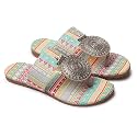 Women's Banjara Style Rajasthani Chappal Ethnic Flats Sandal, Traditional Slip-On Slipper 3 to 8 Sizes