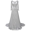 Women's Beach Wedding Dresses for Bride 2022 Vintage Long Sleeves Lace Bohemian Bridal Gown