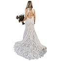 Women's Beach Wedding Dresses for Bride 2022 Vintage Long Sleeves Lace Bohemian Bridal Gown