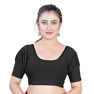 Womens Black Embroidered Crop Top with Short