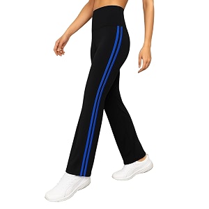 Womens Black Flared Yoga Pants with Neon