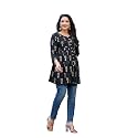 Women39s Black Printed Cotton Top Round