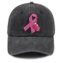 Women's Breast Cancer Awareness Accessories Hat, Embroidered Pink Ribbon Boxing Baseball Cap