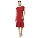 Women39s Calf Length Solid Red Dress