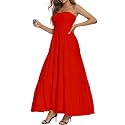 Women's Casual Off Shoulder Maxi Dress Strapless Tube Top Bohemian Beach Long Dresses 092