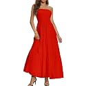 Women's Casual Off Shoulder Maxi Dress Strapless Tube Top Bohemian Beach Long Dresses 092