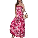 Women's Casual Off Shoulder Maxi Dress Strapless Tube Top Bohemian Beach Long Dresses 092