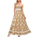 Women's Casual Off Shoulder Maxi Dress Strapless Tube Top Bohemian Beach Long Dresses 092