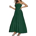 Women's Casual Off Shoulder Maxi Dress Strapless Tube Top Bohemian Beach Long Dresses 092