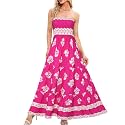 Women's Casual Off Shoulder Maxi Dress Strapless Tube Top Bohemian Beach Long Dresses 092