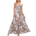 Women's Casual Off Shoulder Maxi Dress Strapless Tube Top Bohemian Beach Long Dresses 092
