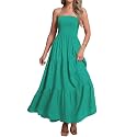 Women's Casual Off Shoulder Maxi Dress Strapless Tube Top Bohemian Beach Long Dresses 092