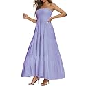 Women's Casual Off Shoulder Maxi Dress Strapless Tube Top Bohemian Beach Long Dresses 092