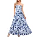 Women's Casual Off Shoulder Maxi Dress Strapless Tube Top Bohemian Beach Long Dresses 092