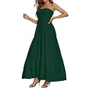 Women's Casual Off Shoulder Maxi Dress Strapless Tube Top Bohemian Beach Long Dresses 092