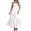 Women's Casual Off Shoulder Maxi Dress Strapless Tube Top Bohemian Beach Long Dresses 092