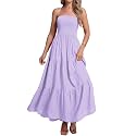 Women's Casual Off Shoulder Maxi Dress Strapless Tube Top Bohemian Beach Long Dresses 092