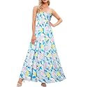 Women's Casual Off Shoulder Maxi Dress Strapless Tube Top Bohemian Beach Long Dresses 092