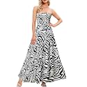 Women's Casual Off Shoulder Maxi Dress Strapless Tube Top Bohemian Beach Long Dresses 092