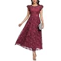 Women39s Casual Tulle Midi Dress Ruffle Sleeve