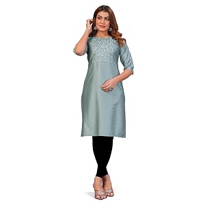 Womens Chanderi Cotton Embriodired Kurtis