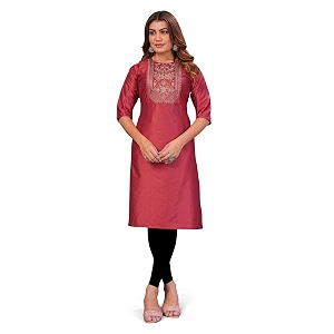 Womens Chanderi Cotton Embriodired Kurtis
