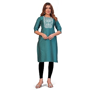 Womens Chanderi Cotton Embriodired Kurtis
