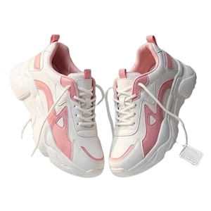 Womens Chunky Lace-Up Sneakers Colour Block Platform