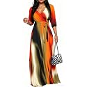 Women's Church Maxi Wrap V Neck 3/4 Sleeve Tie Waist Plus Size Long Dress