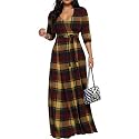 Women's Church Maxi Wrap V Neck 3/4 Sleeve Tie Waist Plus Size Long Dress
