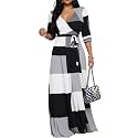 Women's Church Maxi Wrap V Neck 3/4 Sleeve Tie Waist Plus Size Long Dress
