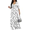 Women's Church Maxi Wrap V Neck 3/4 Sleeve Tie Waist Plus Size Long Dress