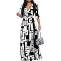 Women's Church Maxi Wrap V Neck 3/4 Sleeve Tie Waist Plus Size Long Dress