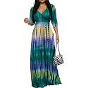 Women's Church Maxi Wrap V Neck 3/4 Sleeve Tie Waist Plus Size Long Dress