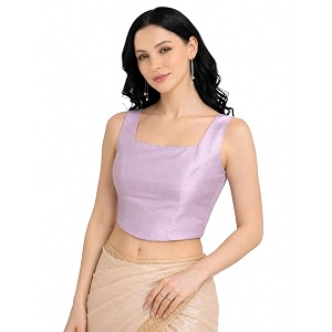 Womens Corset-Style Raw Silk Crop Top