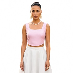 Womens Corset-Style Raw Silk Crop Top