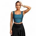 Women39s Corset-Style Raw Silk Crop Top 
