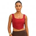 Women39s Corset-Style Raw Silk Crop Top 
