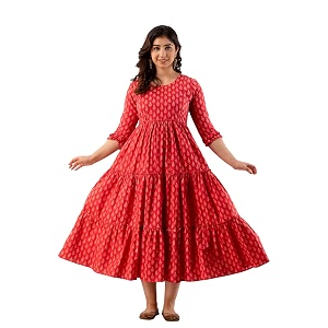 Womens Cotton Anarkali Comfortable Maternity Feeding Kurta