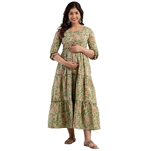 Womens Cotton Anarkali Comfortable Maternity Feeding Kurta