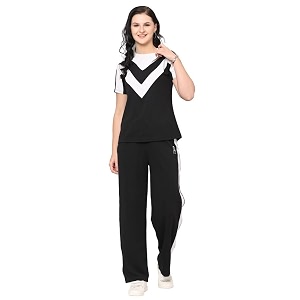women39s cotton blend athletic tracksuit  round neck pullover top amp bottom set for women and girls  sportswear amp loungewear co-ord set