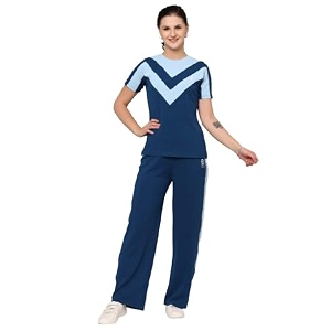women39s cotton blend athletic tracksuit  round neck pullover top amp bottom set for women and girls  sportswear amp loungewear co-ord set