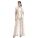 Women39s Cotton Blend Collared Casual Co-Ord Set