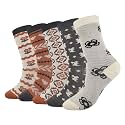 Women's Cotton Blend Knit Crew Socks, Soft Everyday Nordic Style Set – Colorful Patterns, Made in Korea