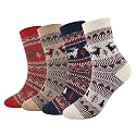 Women's Cotton Blend Knit Crew Socks, Soft Everyday Nordic Style Set – Colorful Patterns, Made in Korea